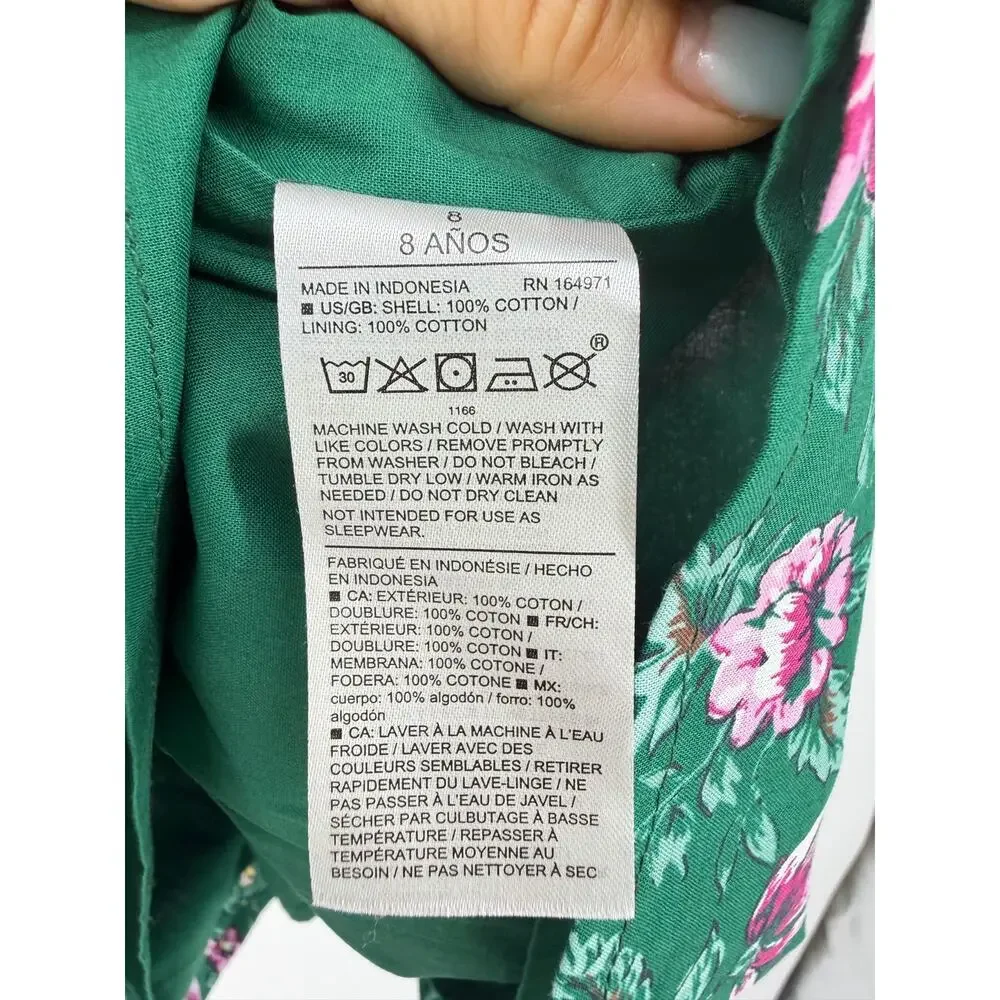 Janie and Jack Girls 8 Dress Enchanted Forest Hannah Smoked Cotton Green NWT